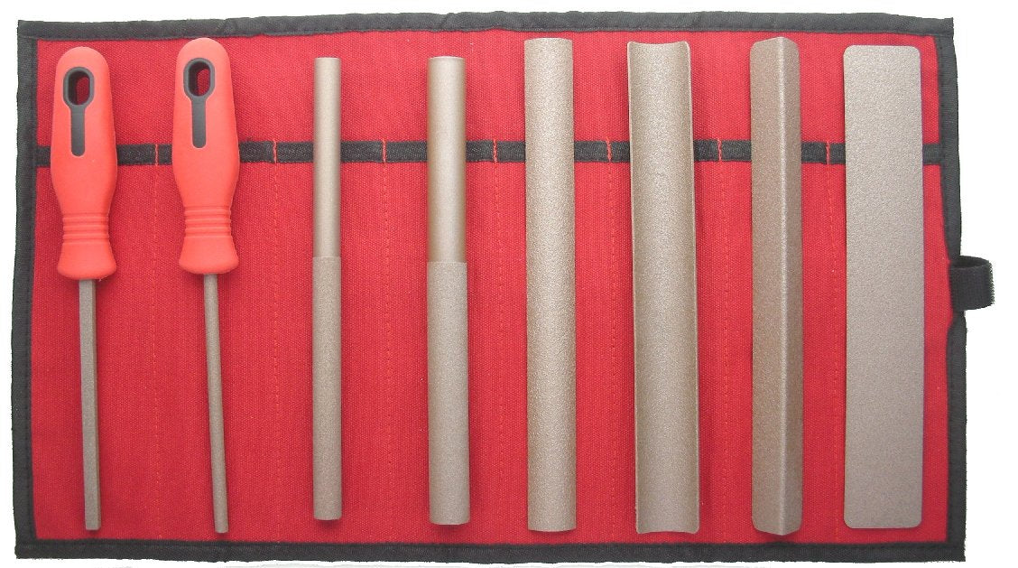 Set of 8 Hand Tools FINE, in Red Canvas Roll SET-8F