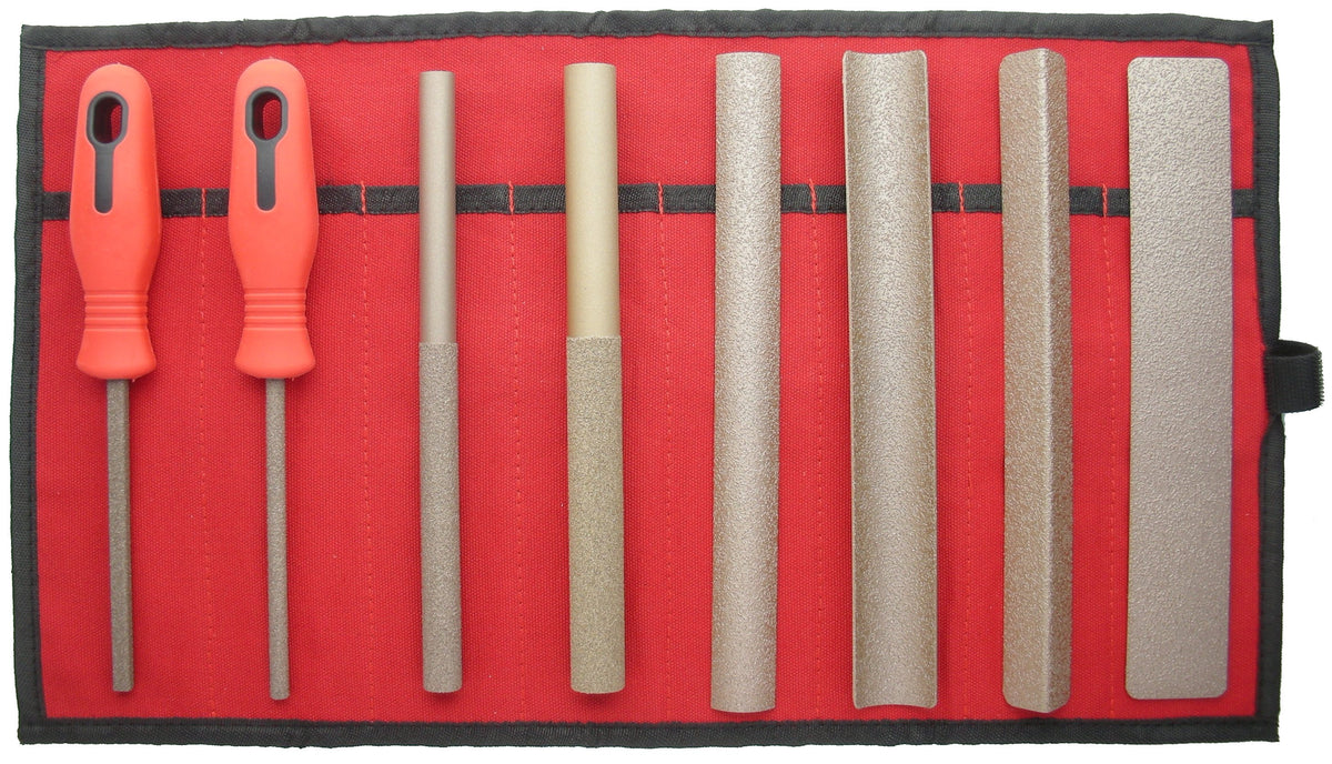 Set of 8 Hand Tools COARSE, in Red Canvas Roll SET-8C